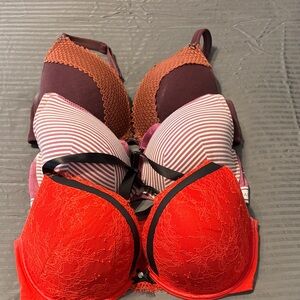 3 bras! Cacique Red and Purple Lace Bra Set